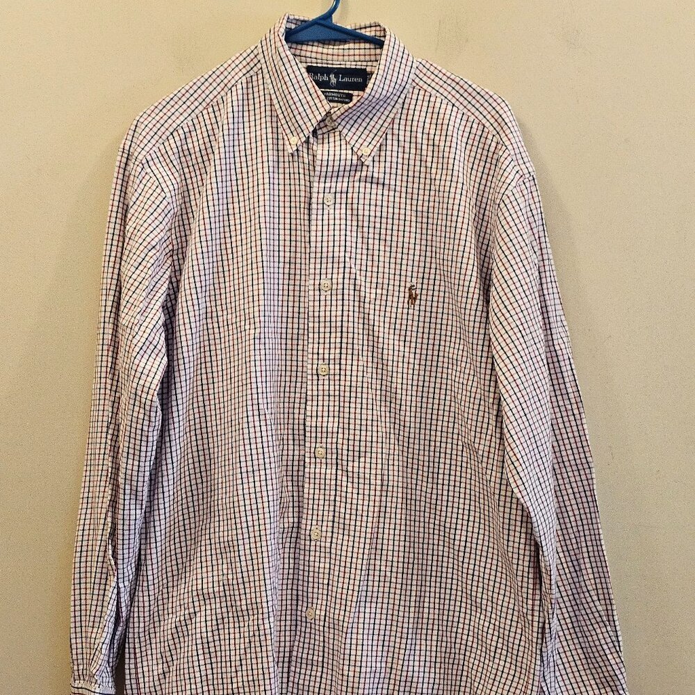 Ralph Lauren Oxford Yarmouth Button Long Sleeve‎ Shirt Flesh Pony 15 1/2 32/33